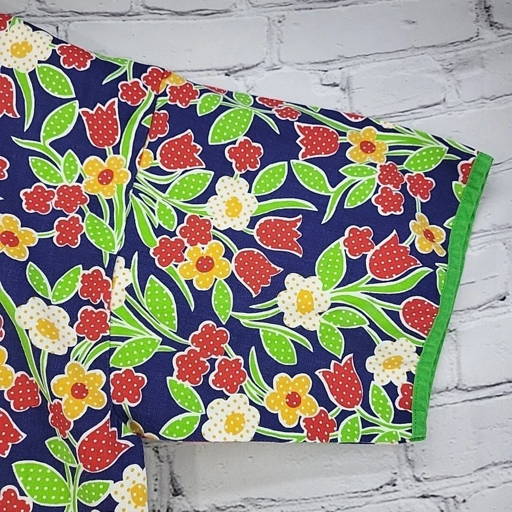 Vintage Childrens Art Smock Full-Coverage Apron Size Me Green Floral Apron Tree‎